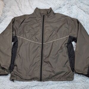 Athletic Works Jacket Mens M Green Windbreaker‎ Coat Lightweight Zip Up Pockets